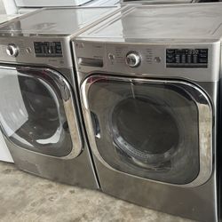 Graphite steel Front load lg washer 5.2 cubic feet and front load lg steam dryer electric 9.5 cubic feet