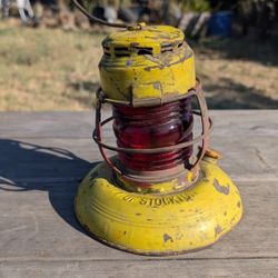 Vintage Embury No. 40 Traffic Guard Lantern - Red Glass Globe Stockton, CA 7.5"