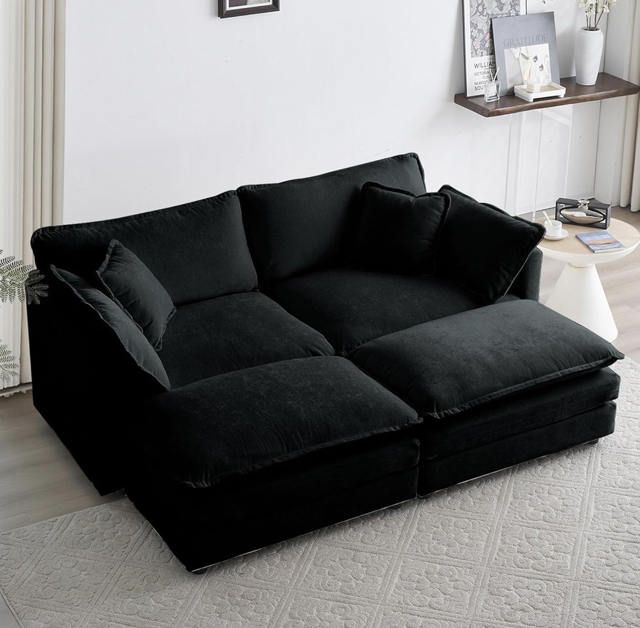 Black Couch With Ottomans