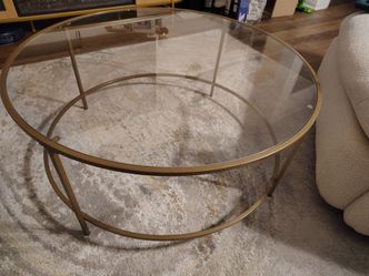 Gold Finish Glass Coffee Table