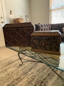 Bookcase & wooden trunks