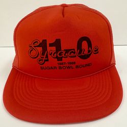 Vintage 80s Syracuse Orangemen Snapback Trucker Hat Mesh Sugar Bowl Bound  11-0 