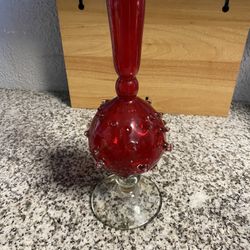 Vintage Glass Red Vase👈🗣️NICE 