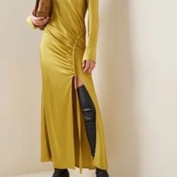 Designer Satin Tab Slit Dress - LAPOINTE 