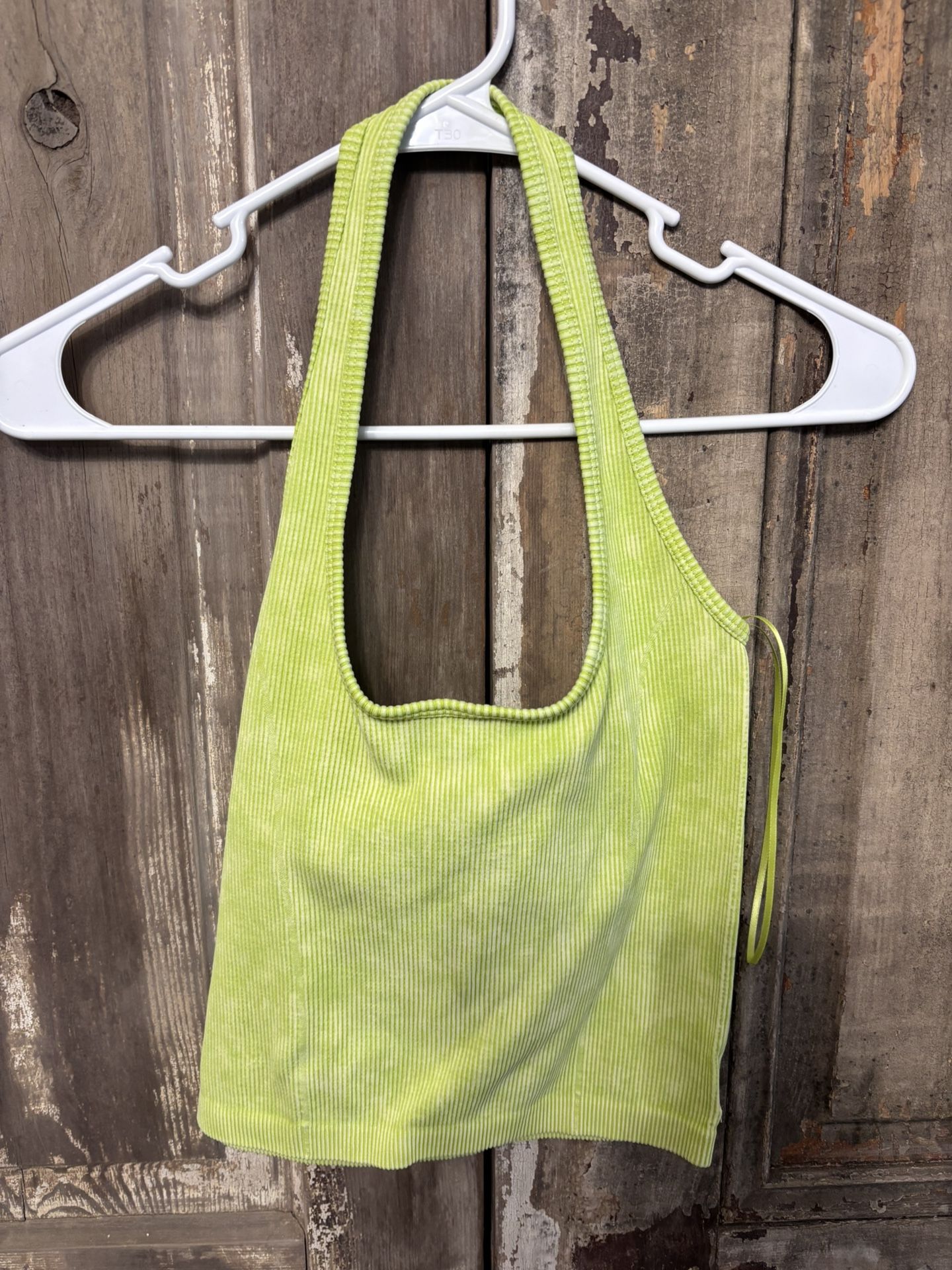 American Eagle Crop Halter Top Lime Green