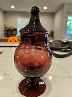 Vintage Amethyst Purple glass apothecary jar