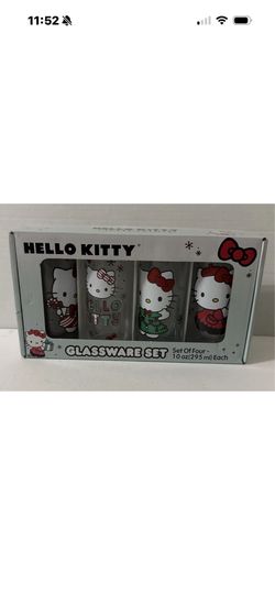 Hello Kitty Glassware SET OF 4 10oz Glasses