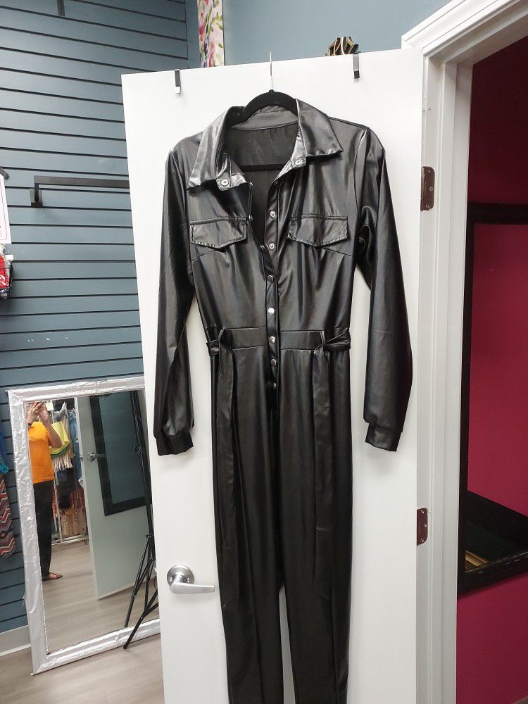 Black Leather Jumpsuit Size L