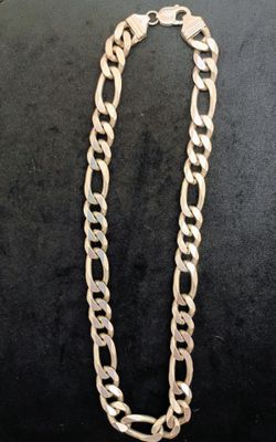 20" Figaro 9.5mm Sterling Silver 136g Heavy Necklace