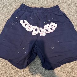 Sp5der Navy Worldwide Star Shorts Size Small | Brand New