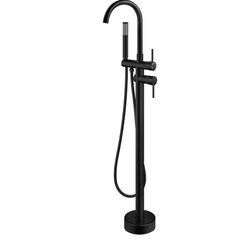 NEW! Aolemi Floor Mount Bathtub Faucet Freestanding Tub Filler Standing Shower Faucet, Matte Black