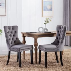 Velvet Grey Dining Chair Upholstery 18” Soft Plush Living Dining
