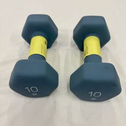 NEW Pair Dumbbell Weights- All in Motion- 10 Lbs  - PVC coated, Iron Filled  