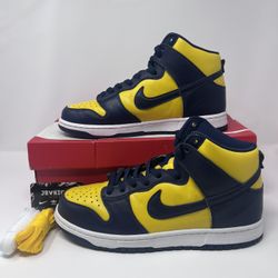 Nike Dunk High Michigan 2020 Varsity Maize Midnight Navy CZ8149-700 Men Size 10