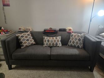 Dark Gray Fabric Loveseat Sofa