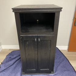Black Storage Printer Cabinet Shelving - Solid Wood