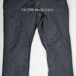 Womens Liz Claiborne New York Jackie 24W Denim Dark Blue Jeans Pants a(contact info removed)W 46x30.5 R12 