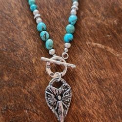  Protection Angel SS Turquoise Necklace