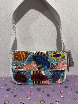 Beaded Fish Coastal Shoulder Bag Handcrafted In India