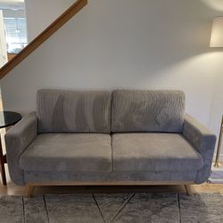 68" Loveseat Sofa Light Grey, Comfy Corduroy Couch with Spring Cushion