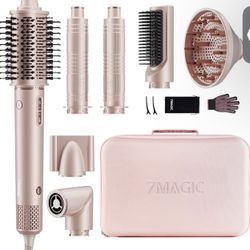 7MAGIC Hairbrush and Hair Dryer 7 in 1, 110,000 RPM high-speed hair dryer with negative ions for frizz-free styling, quick drying, volumizing straight