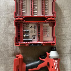Milwaukee M18 Brushless Compact  Hex Impact Driver And 32 Pc But Set New 