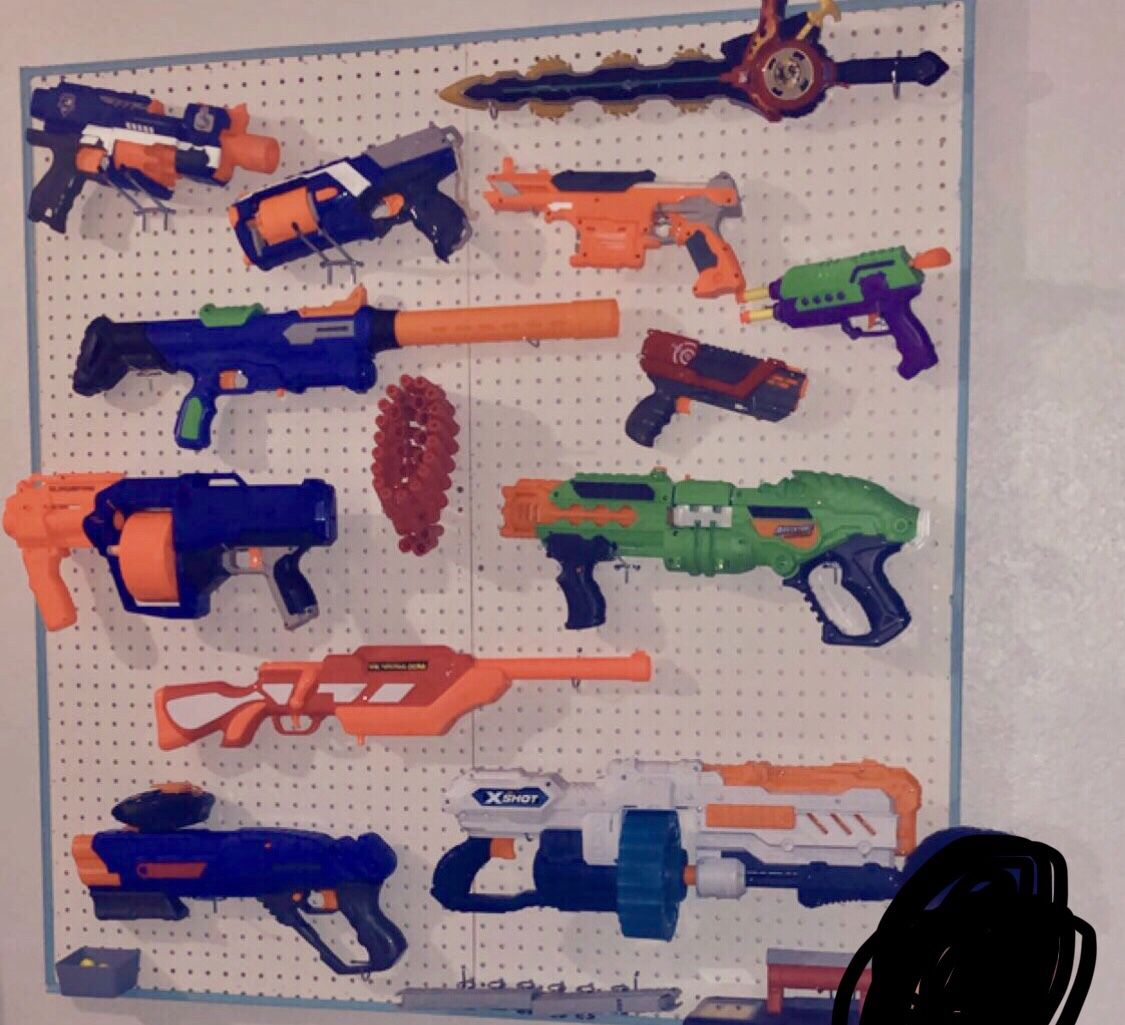 Hand made NERF WALL and some guns