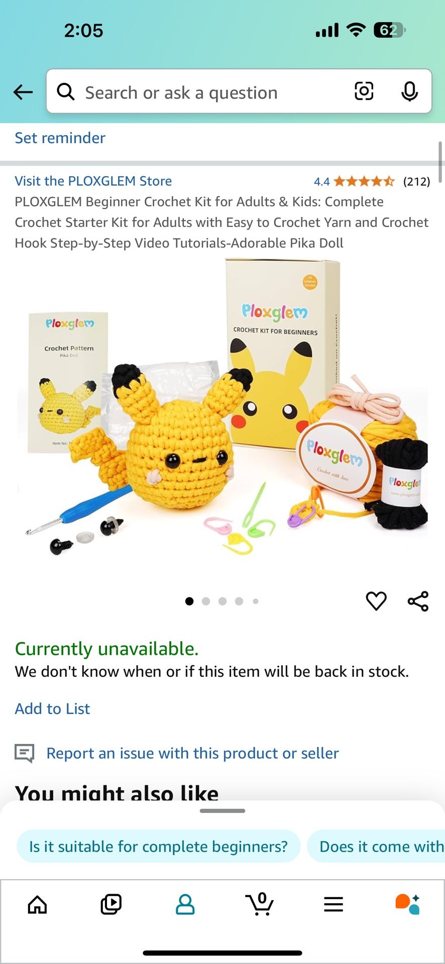 $10 pikachu Crochet Kit