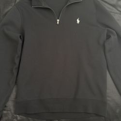 Polo Ralph Lauren Black 1/4 Zip Mock Neck Logo Pullover Sweatshirt Men's M
