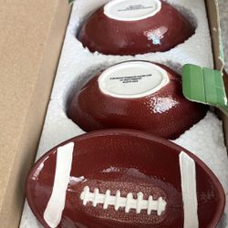 Football Ceramic Snack Bowls. 