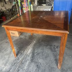 Wooden Pub Table w/ Four Matching Chairs . 