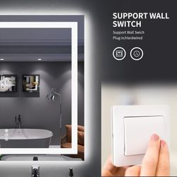 32"X36" LED Bathroom Mirror with Lights, Anti-Fog, Dimmable, Backlit + Front Lit, Lighted Bathroom Vanity Mirror for Wall, Memory Function, Tempered G