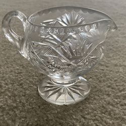 Vintage Crystal Glassware Footed Gravy/creamer Pitcher 