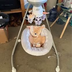 Fisher-Price Fawn Meadows Dual Motion Baby Swing with Music, Sounds and Motorized Mobile