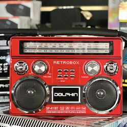Retrobox Portable Bluetooth Speaker w/ FM Radio