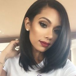 Black Wig Straight Middle length For Women Cap Wigs
