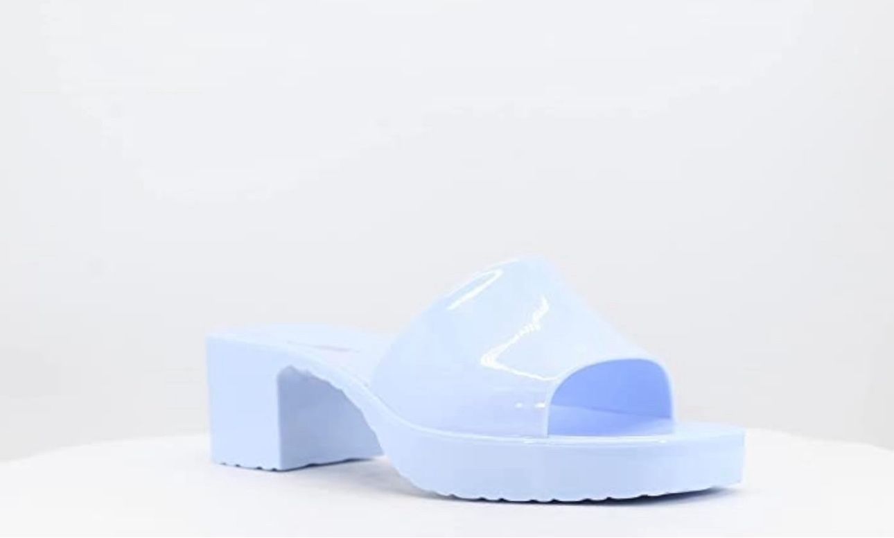 NWT BAMBOO Jelly Chunky Block Heel Sandals Spice-01 Blue Size: 7