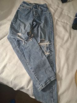 Light Wash Distressed High-Waist Jeans