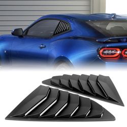 For 2016-2021 Chevy Camaro ABS Black Side Window Louvers Scoop Cover Vent 2pcs -(2-WP-2722-BK
