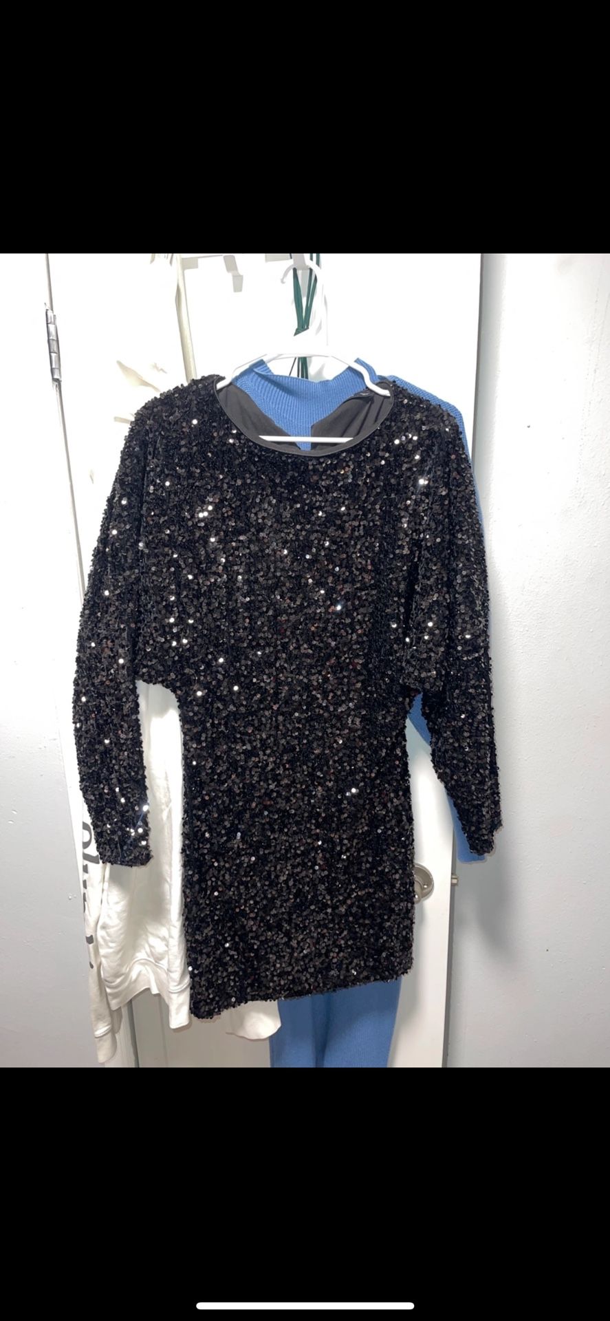 Black Sequin Mini Dress