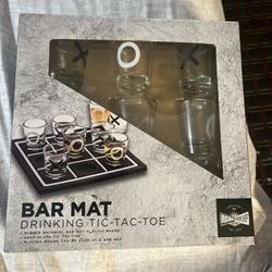 Bar Mat Shot Glass Tic Tac Toe Drinking Party Game 