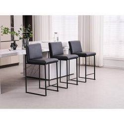 London 26 in. Black Low Back Metal Stackable Barstool (Set-3