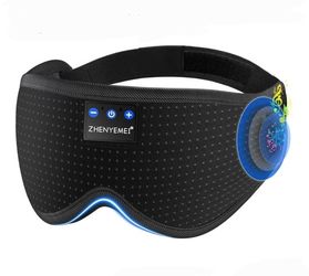 Breathable Wireless Bluetooth Headphones Sleep Eye Mask - Black