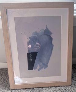 Modern Abstract Blue Watercolor Framed Wall Art (16x20)