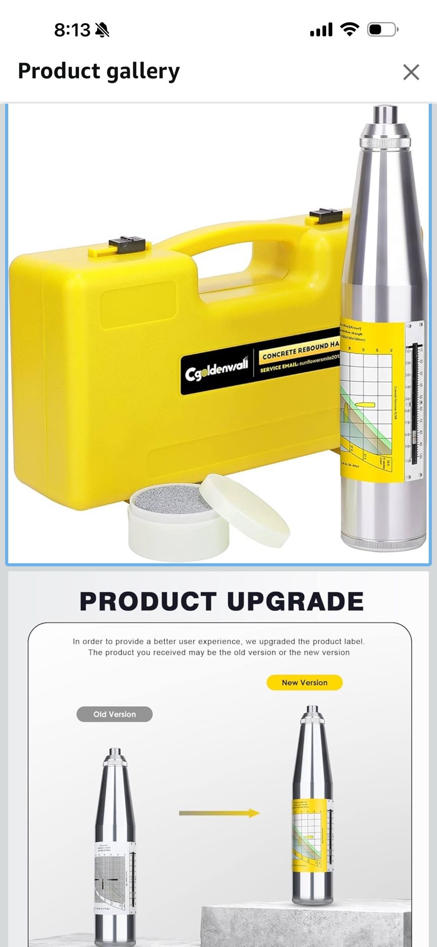 CGOLDENWALL Concrete Rebound Hammer Tester Resiliometer Test Meter Tool Within The Scope of 1450.38psi-8702.26psi (10-60Mpa) ZC3-A with English Label