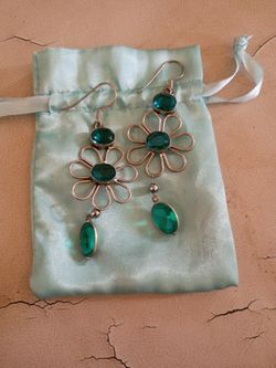 Blue Tourmaline 925 Sterling Silver Flower Earrings