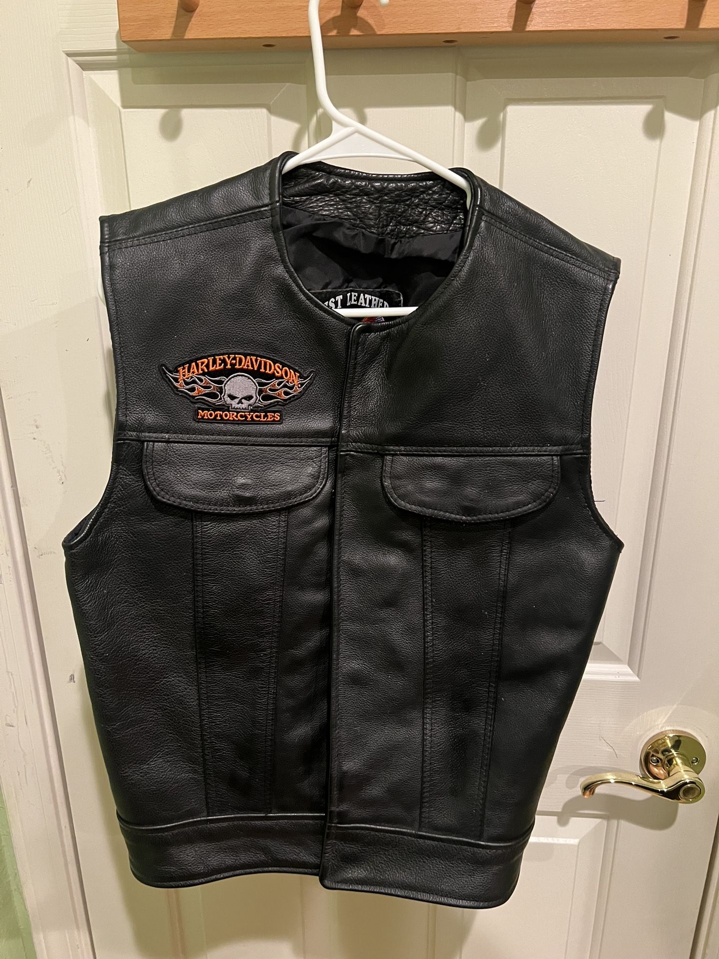 Men Harley Davidson Leather Vest Size M
