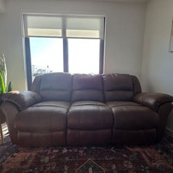 2 Leather Recline sofas & Recline Chair