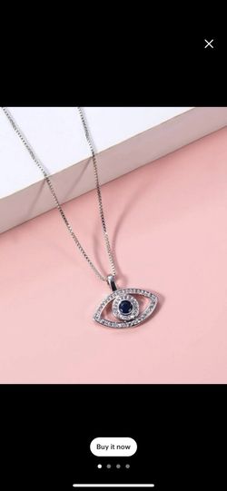 New ！Eye Necklace - Sapphire And CZ - Protection Pendant - Celestial Jewellery
