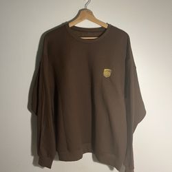 Brown UPS Industrial Shipping Service Embroidery Crewneck Sweatshirt 